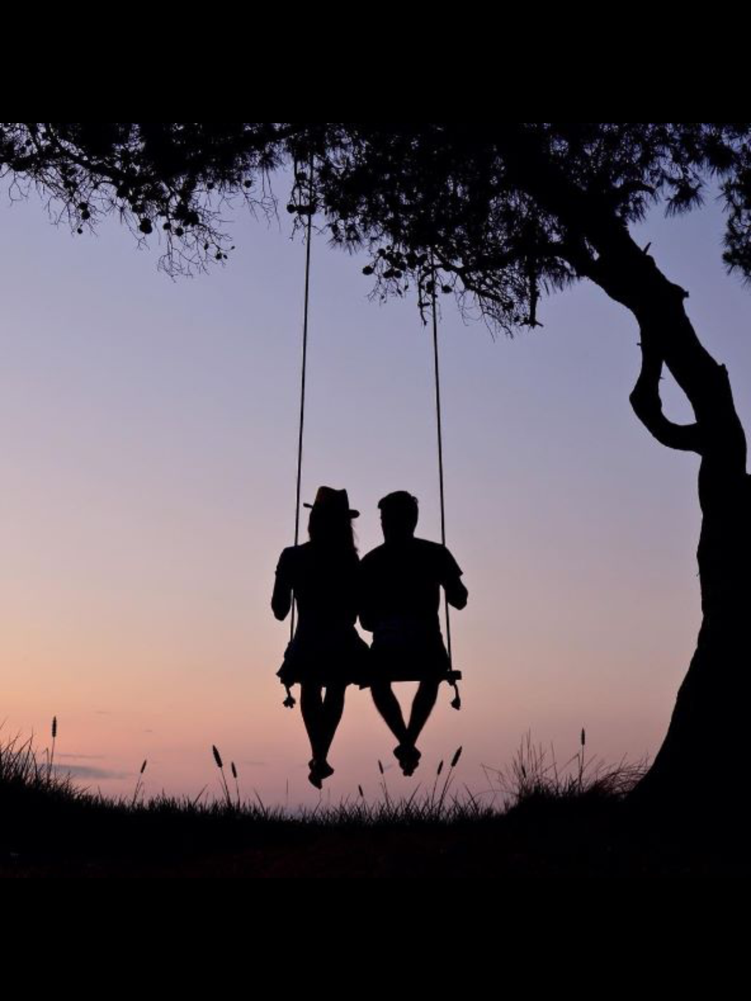 i love u wallpaper with couple,swing,sky,silhouette,tree,recreation