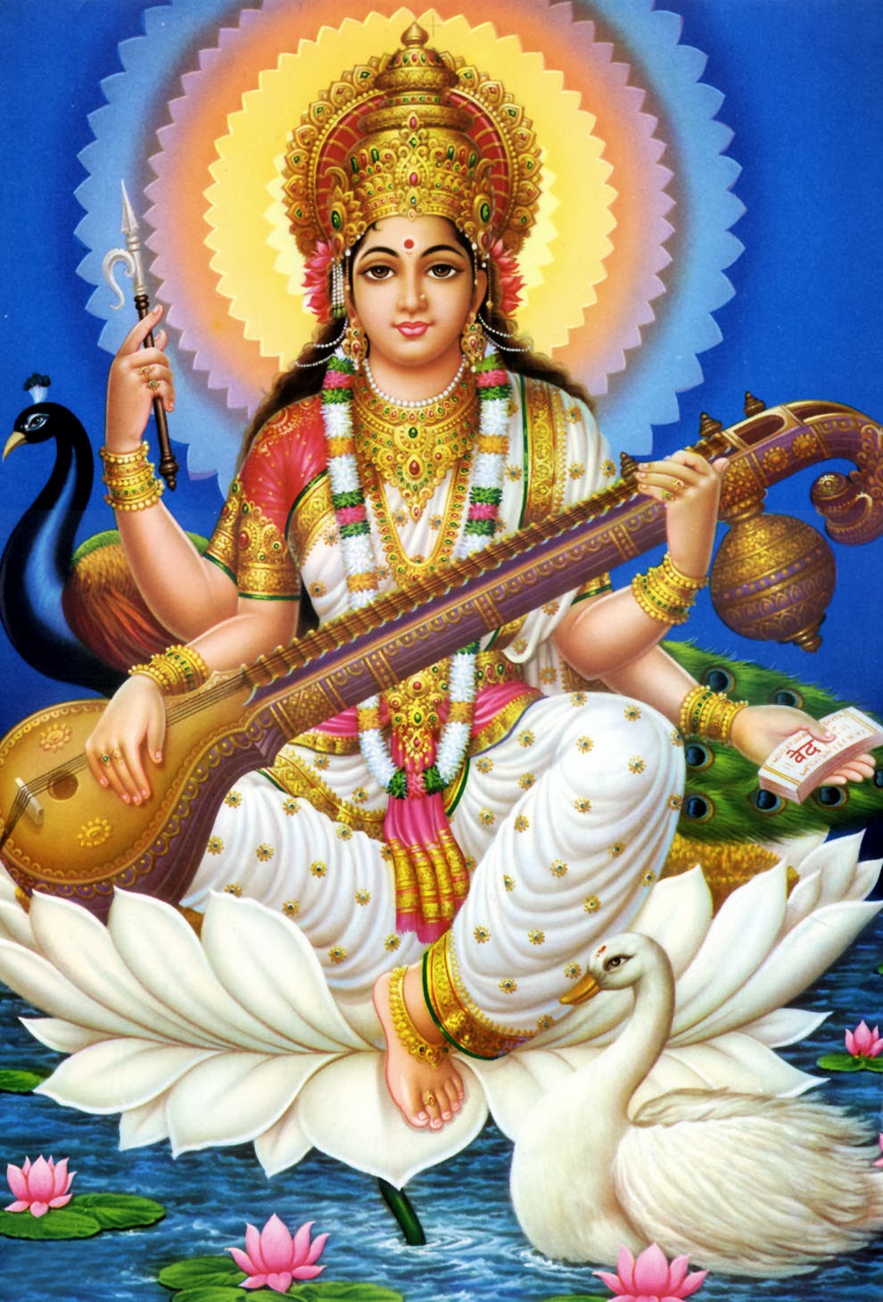 saraswati tapete,gezupfte saiteninstrumente,musikinstrument,erfundener charakter,guru,mythologie