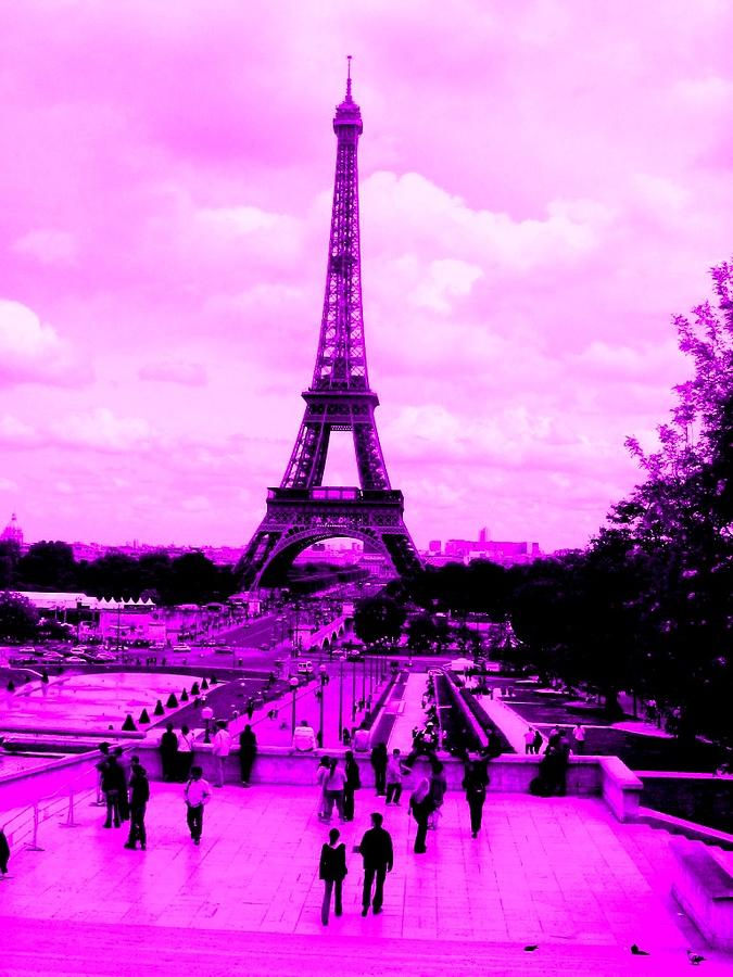 carta da parati parigi rosa,cielo,rosa,viola,viola,torre