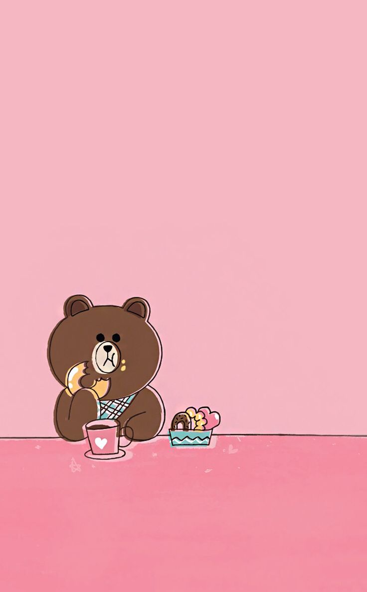 papel pintado warna rosa,rosado,dibujos animados,oso de peluche