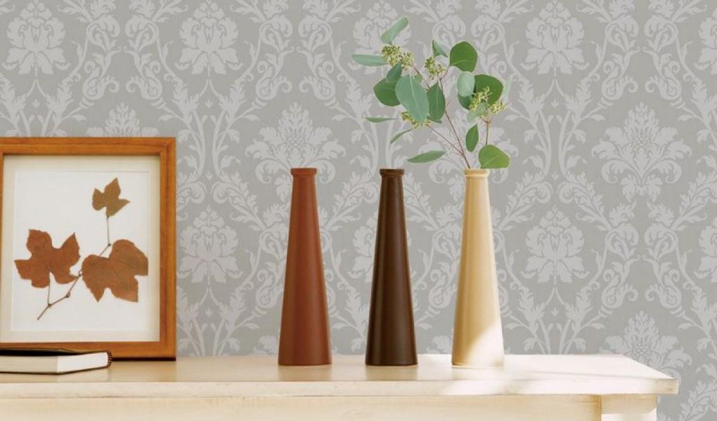 wallpaper ruang tamu elegan,flowerpot,wallpaper,wall,vase,room