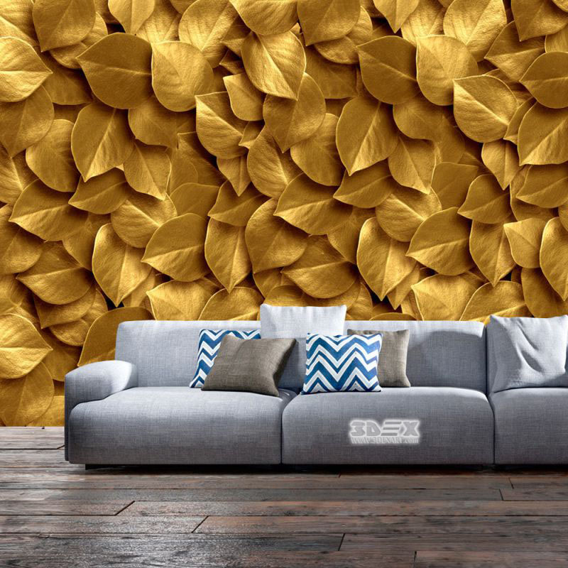 3d wallpaper design,wall,yellow,living room,wallpaper,furniture