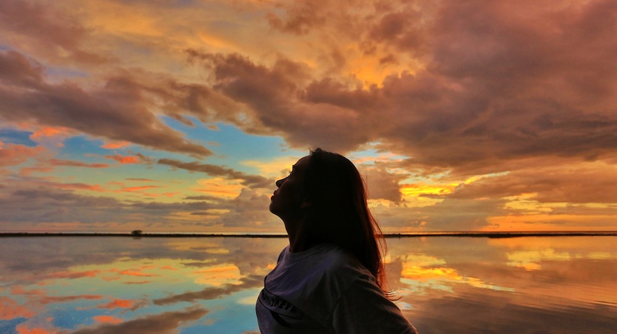 wallpaper foto sendiri,sky,cloud,horizon,sunset,reflection