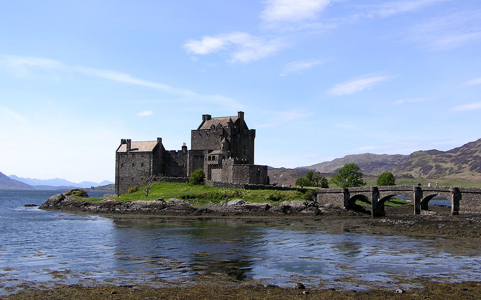 papier peint historique,château,loch,ruines,voie navigable,ciel