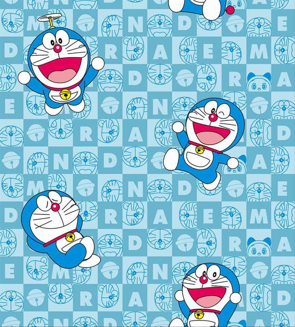 carta da parati doraemon lucu,modello,cartone animato,design,linea,tessile