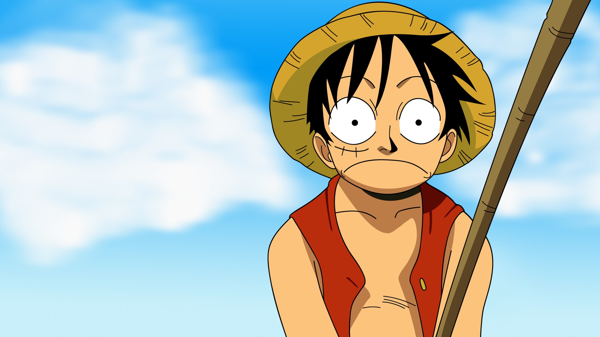 affe d luffy tapete,karikatur,animierter cartoon,anime,animation,himmel