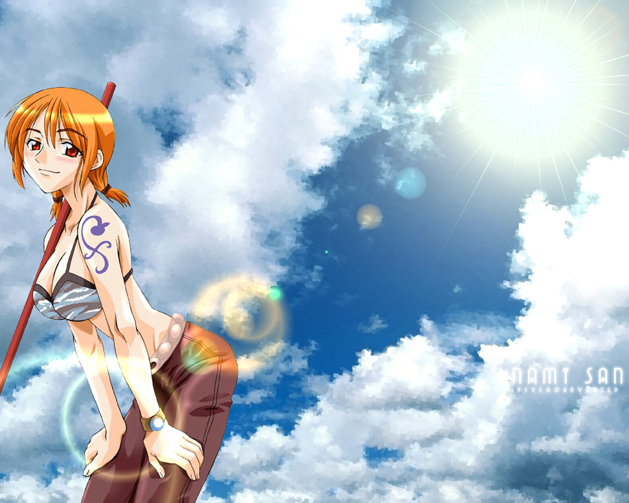 nami fondo de pantalla de una pieza,cielo,dibujos animados,anime,cg artwork,nube