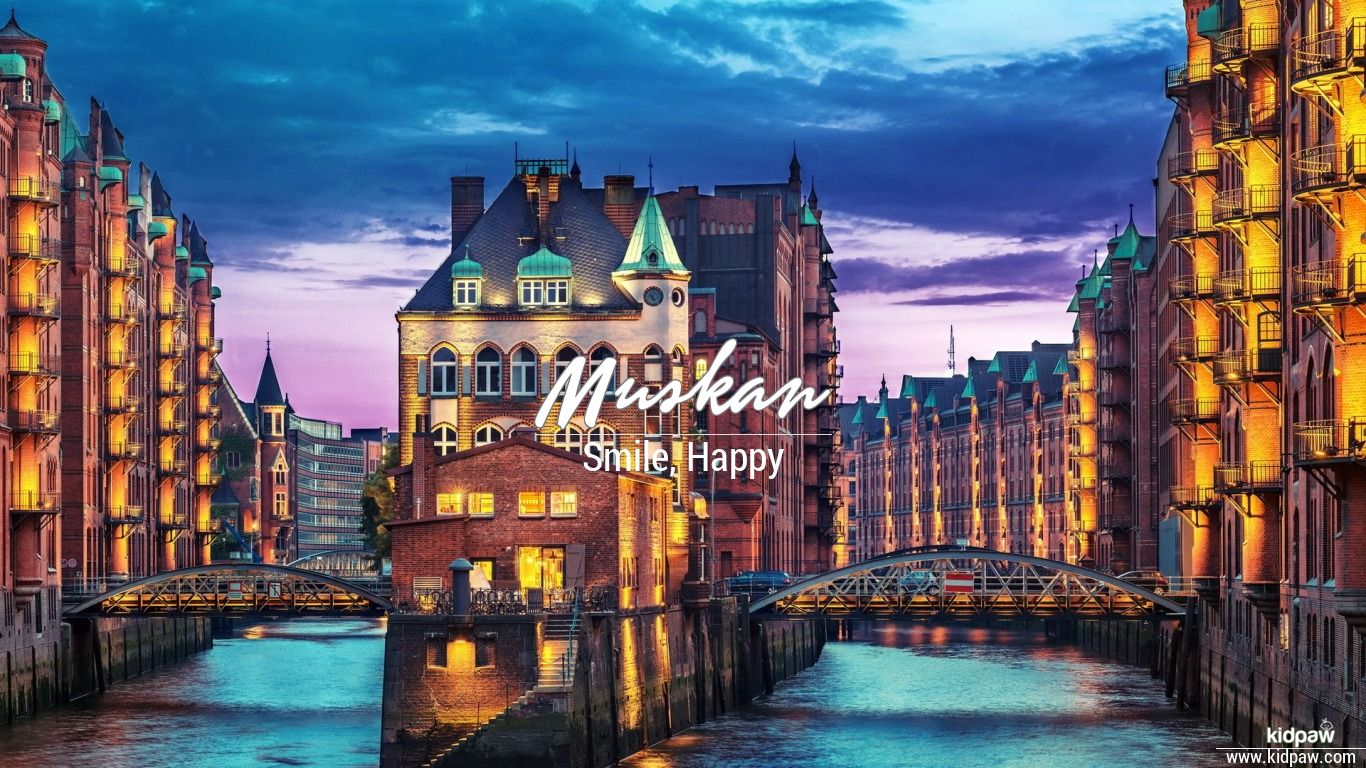 muskan name wallpaper,landmark,sky,waterway,town,cityscape