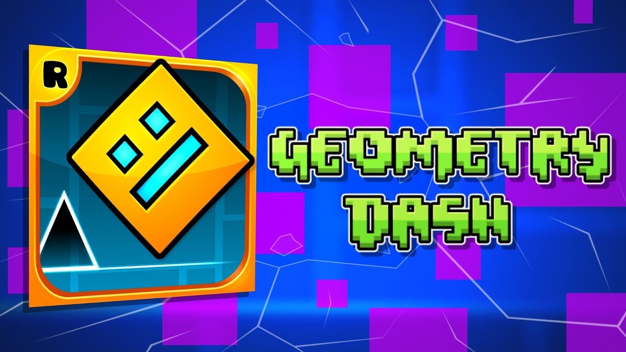 geometry dash wallpaper,graphic design,font,games,graphics,electric blue