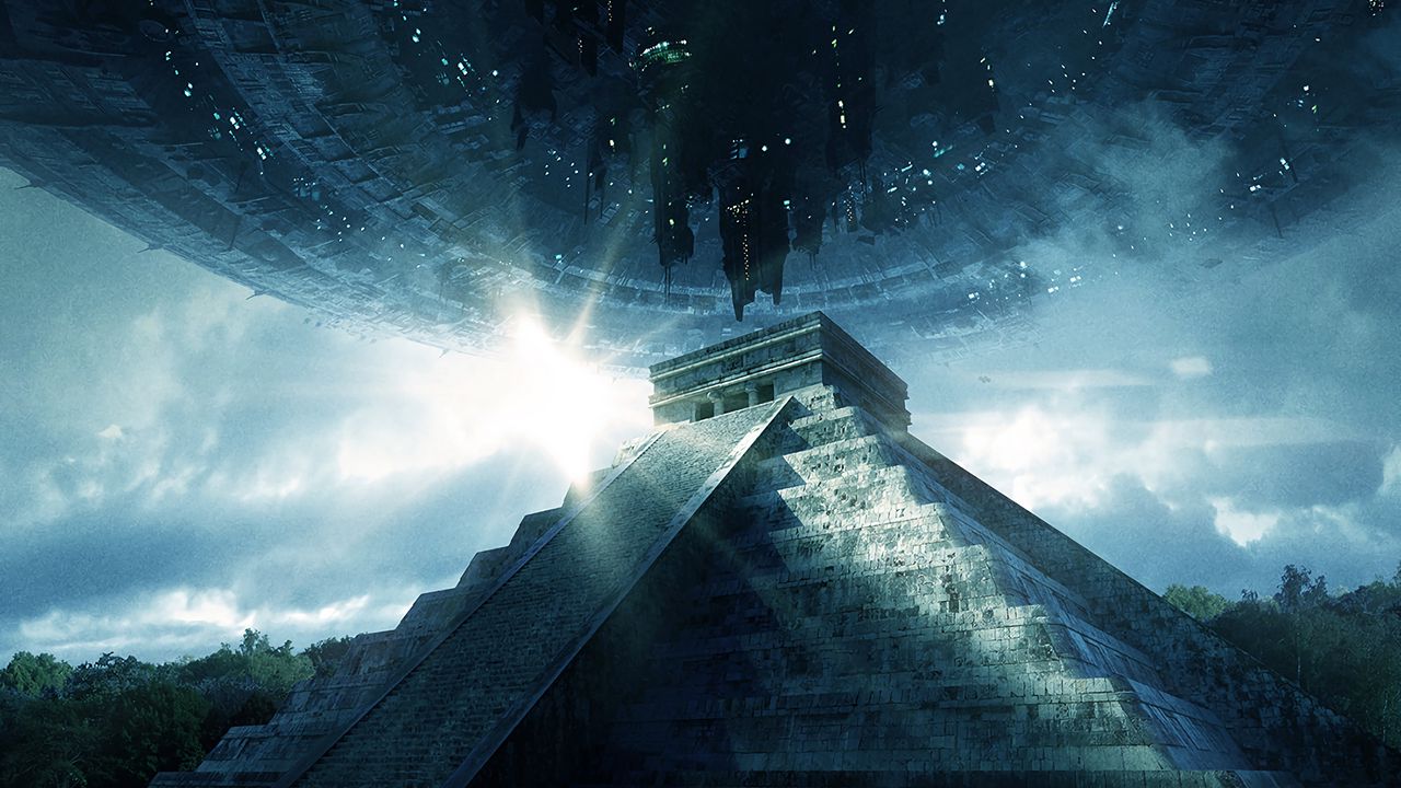 fondo de pantalla de ovni,cielo,azul,ligero,pirámide,atmósfera