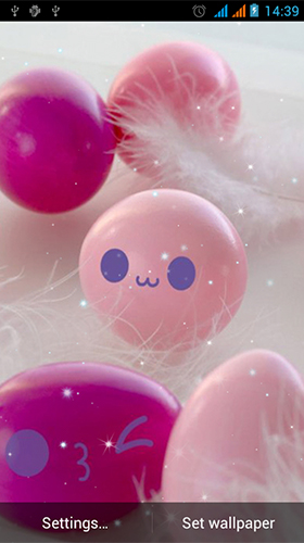 gallery live wallpaper,pink,balloon,party supply,material property,smile