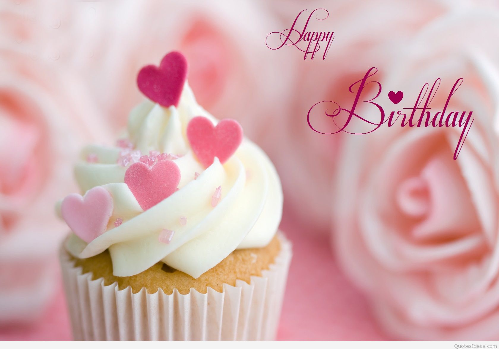 deseos de cumpleaños fondo de pantalla,magdalena,crema de mantequilla,rosado,formación de hielo,decoración de pasteles