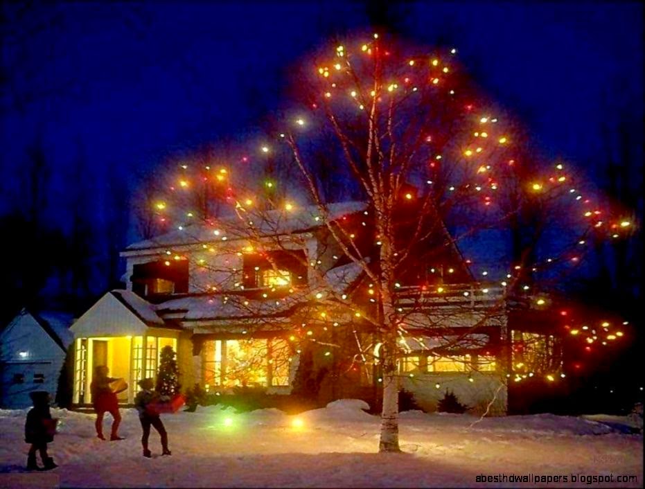weihnachtstag tapete,winter,schnee,licht,baum,beleuchtung