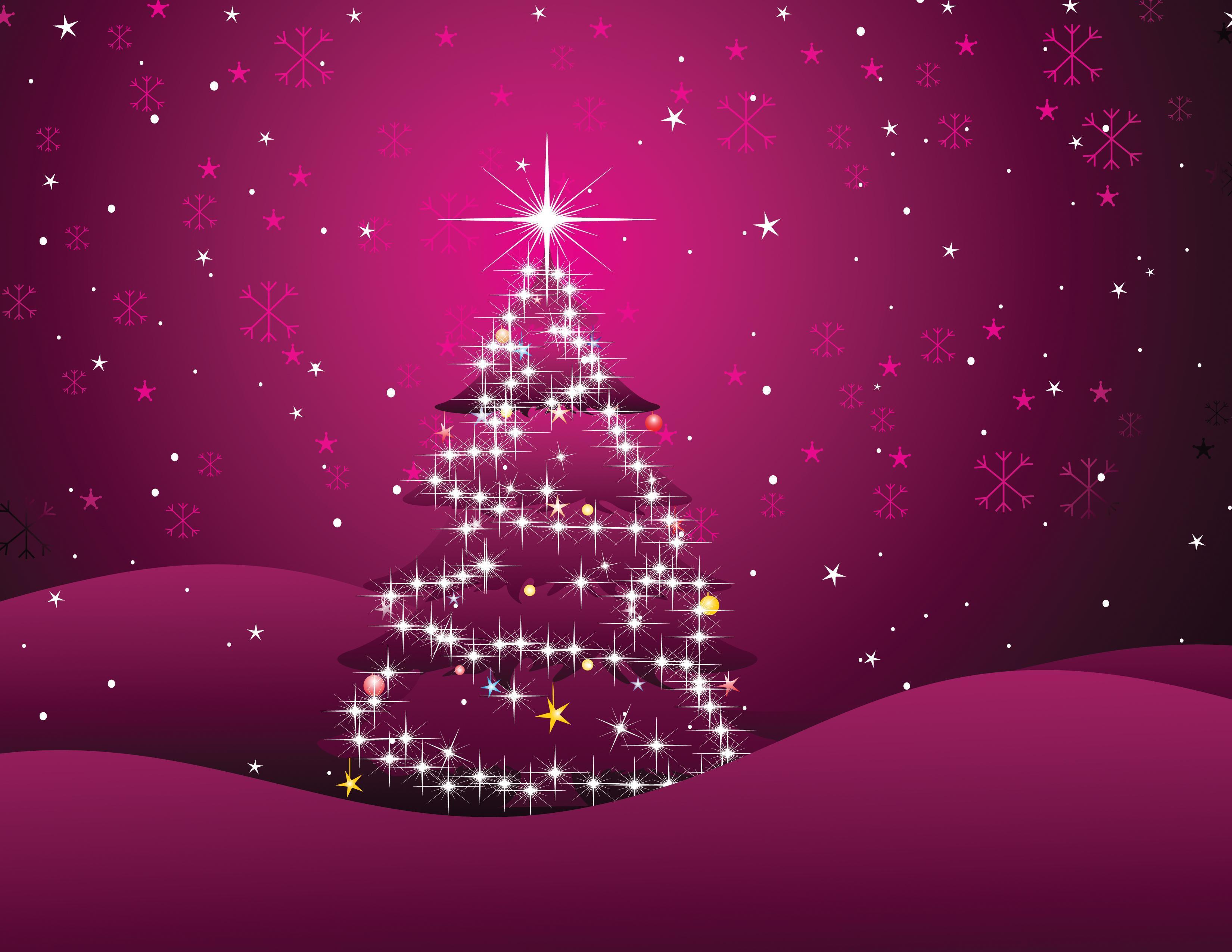 크리스마스 날 벽지,크리스마스 트리,크리스마스 장식,나무,보라색,분홍