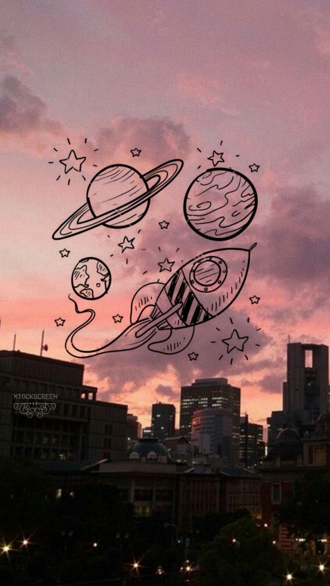 wallpaper celular tumblr,sky,illustration,font,art,city