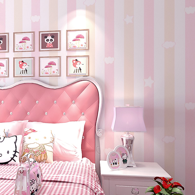 ベッドルームのためのガーリー壁紙,ピンク,ルーム,壁,家具,寝室