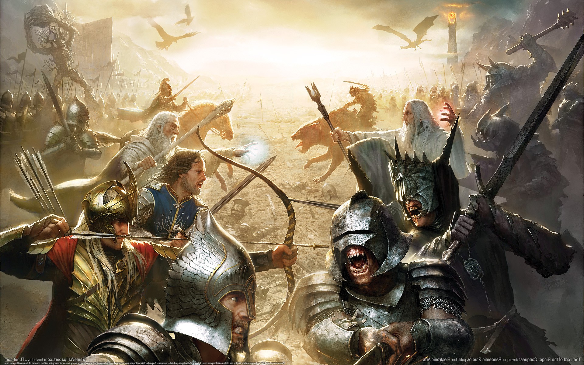 lord of the rings wallpaper,action adventure game,strategy video game,pc game,cg artwork,adventure game