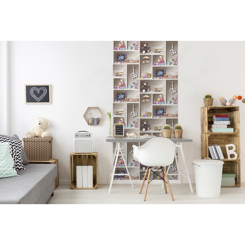 playroom wallpaper,furniture,white,shelf,room,product