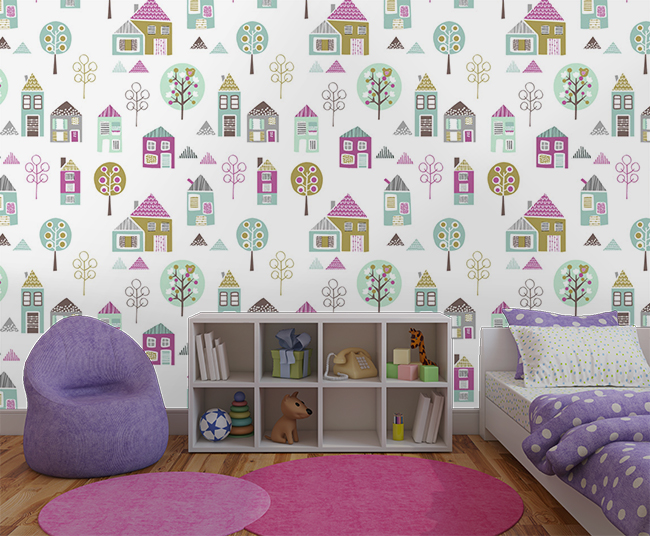 playroom wallpaper,wallpaper,wall,room,wall sticker,pink (#961172