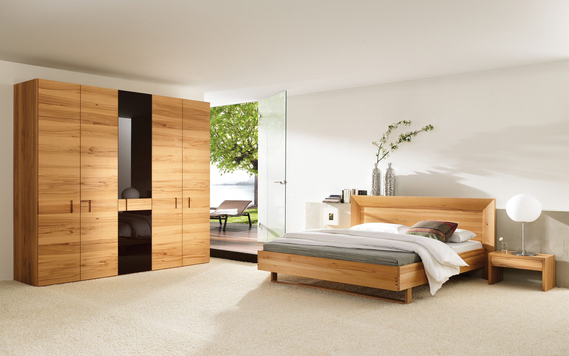 Modern Light Wood Bedroom Furniture- WallpaperUse