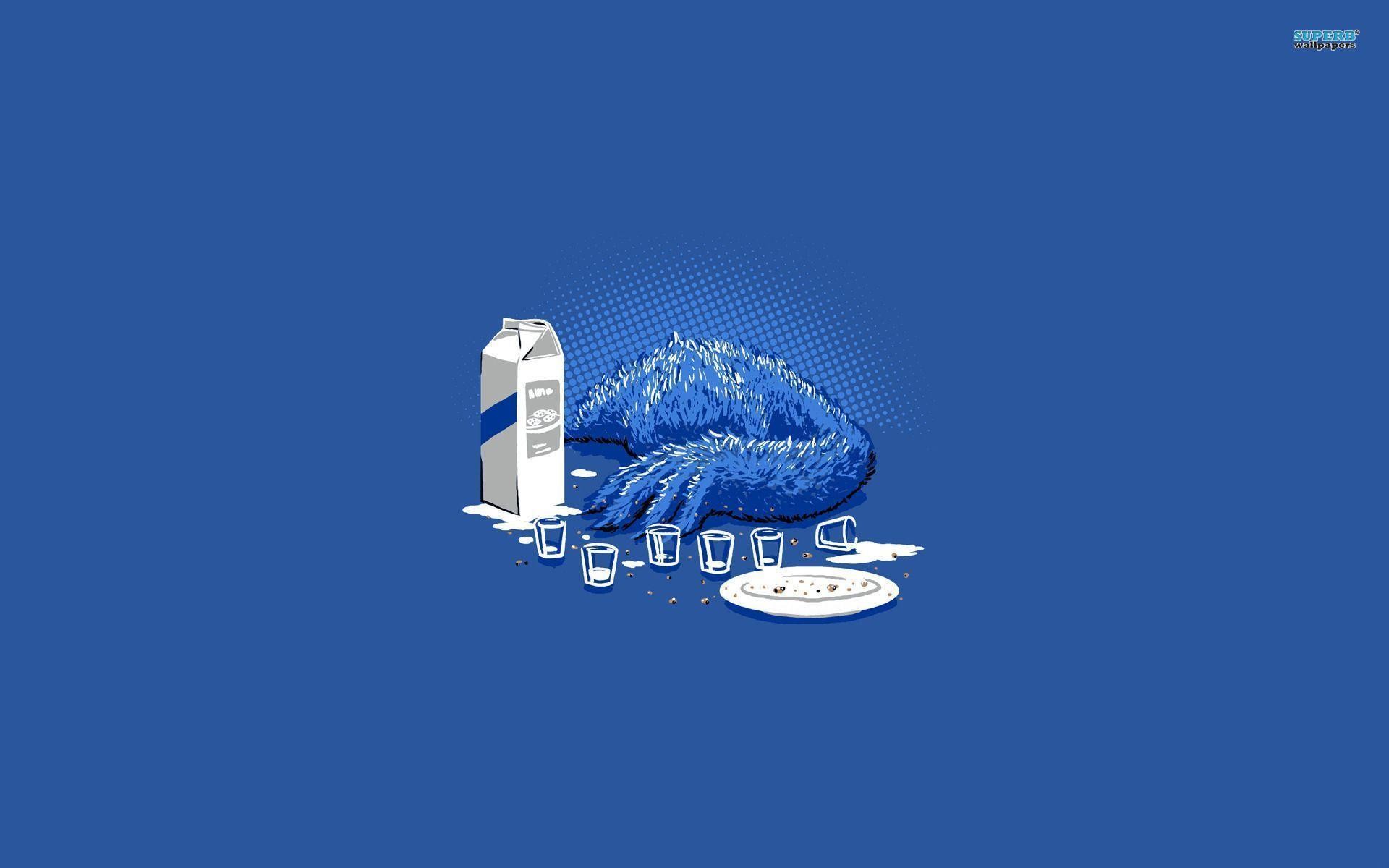 cookie monster wallpaper,product,blue,font,logo,illustration