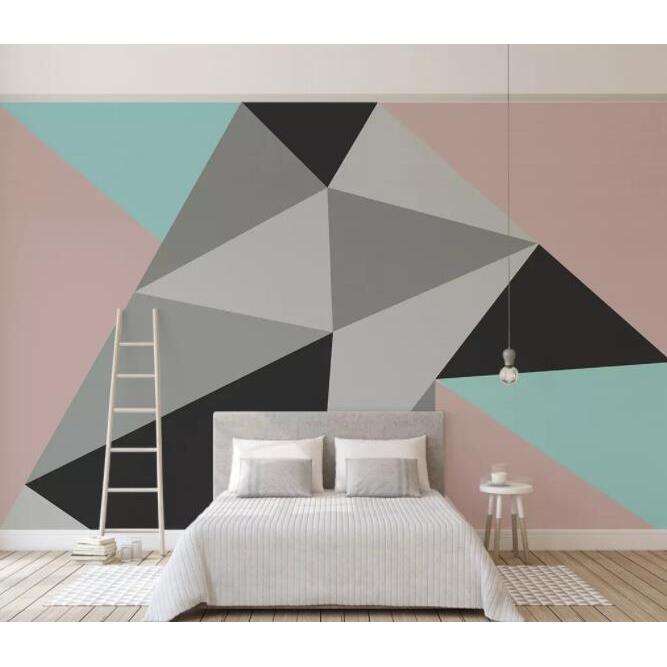 papier peint d'art mural,chambre,mur,meubles,triangle,design d'intérieur