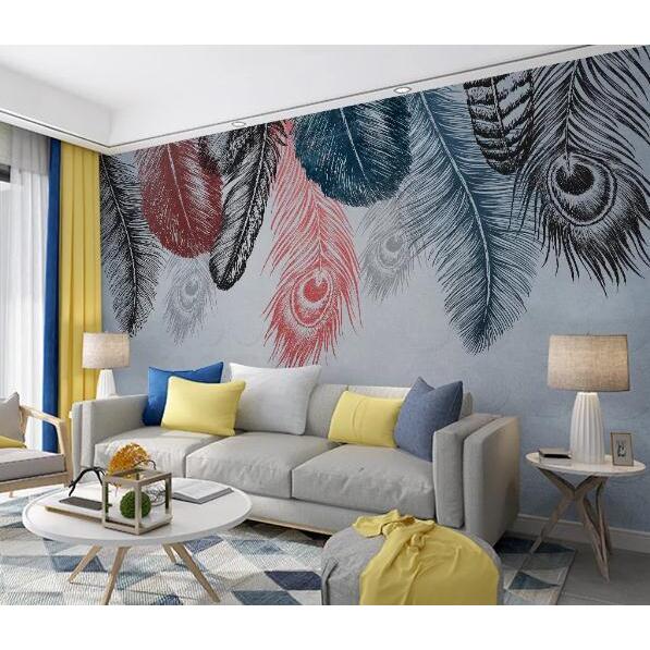 papier peint d'art mural,plume,mur,salon,chambre,design d'intérieur