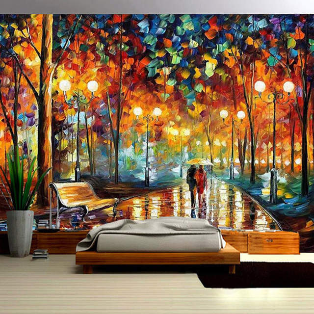 papel tapiz de arte de pared,arte moderno,paisaje natural,mural,pintura,árbol