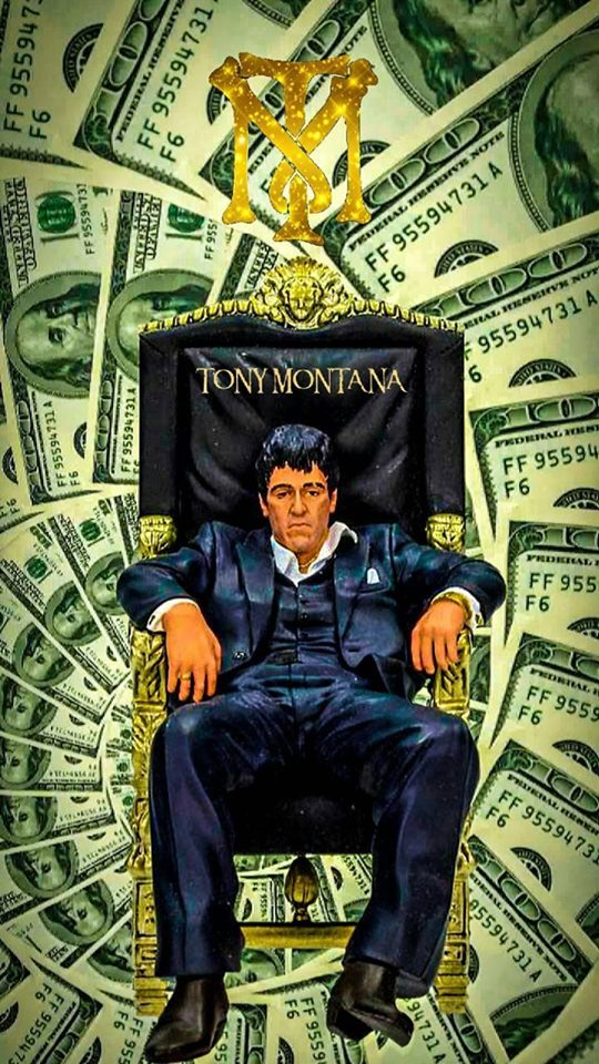 sfondo di tony montana,i soldi,contanti,dollaro,sedia,seduta