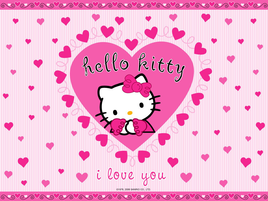 hallo kitty wallpaper kostenlos,rosa,herz,muster,design,linie