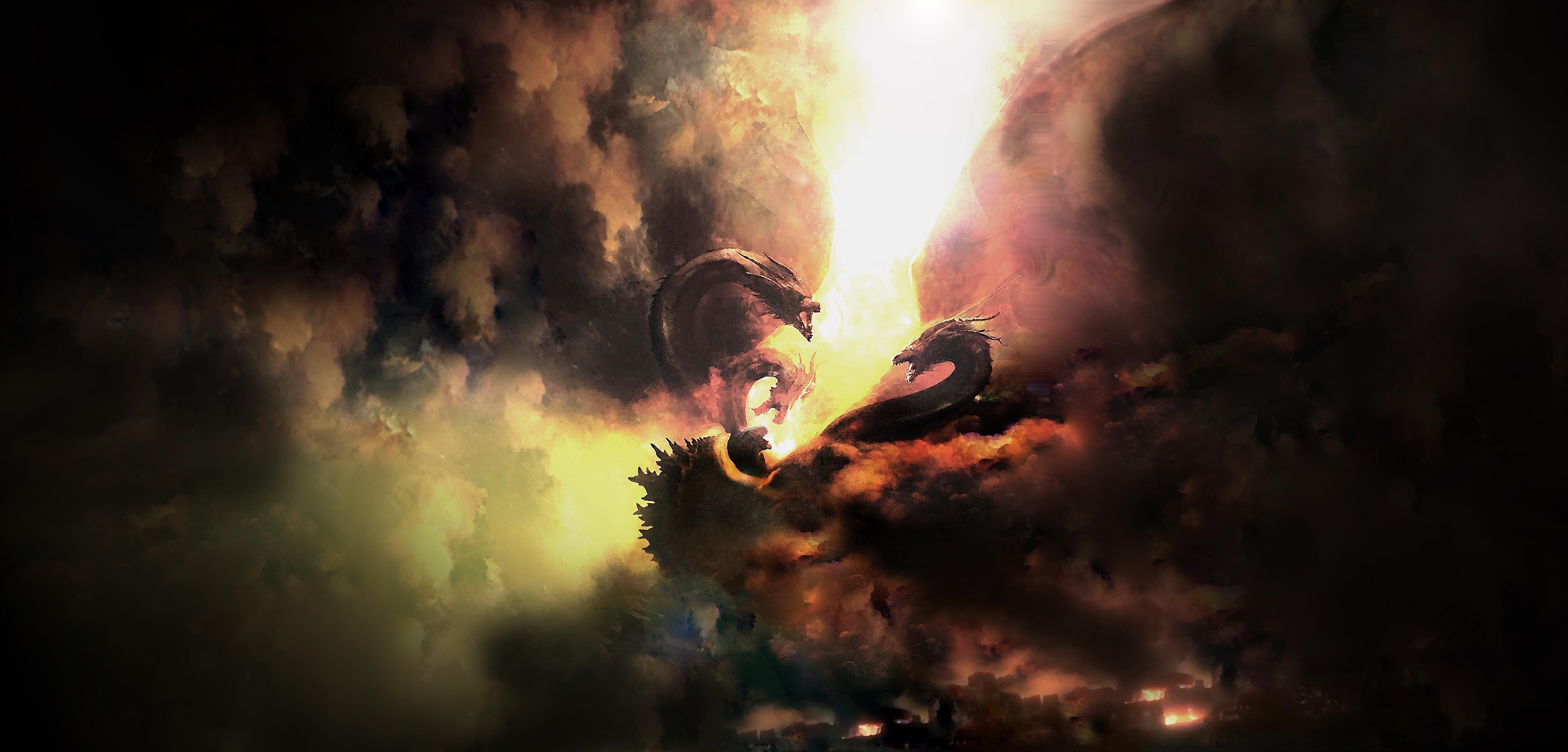 godzilla wallpaper,sky,cloud,atmospheric phenomenon,smoke,atmosphere