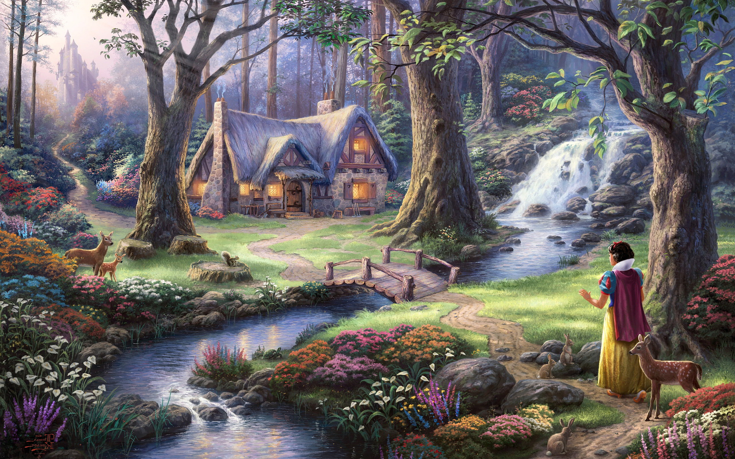 白雪姫壁紙,自然の風景,自然,ペインティング,神話,森林
