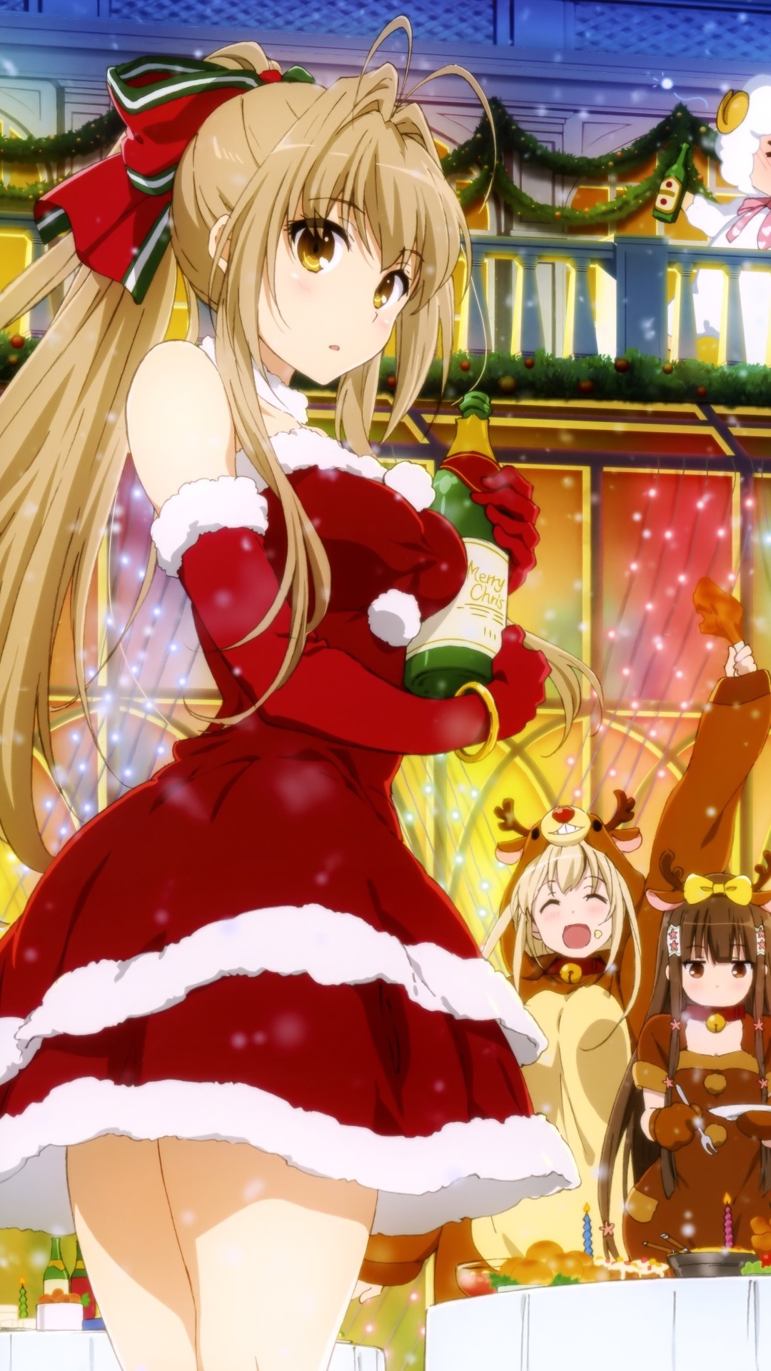 carta da parati anime di natale,cartone animato,anime,cg artwork,capelli castani,taglio hime