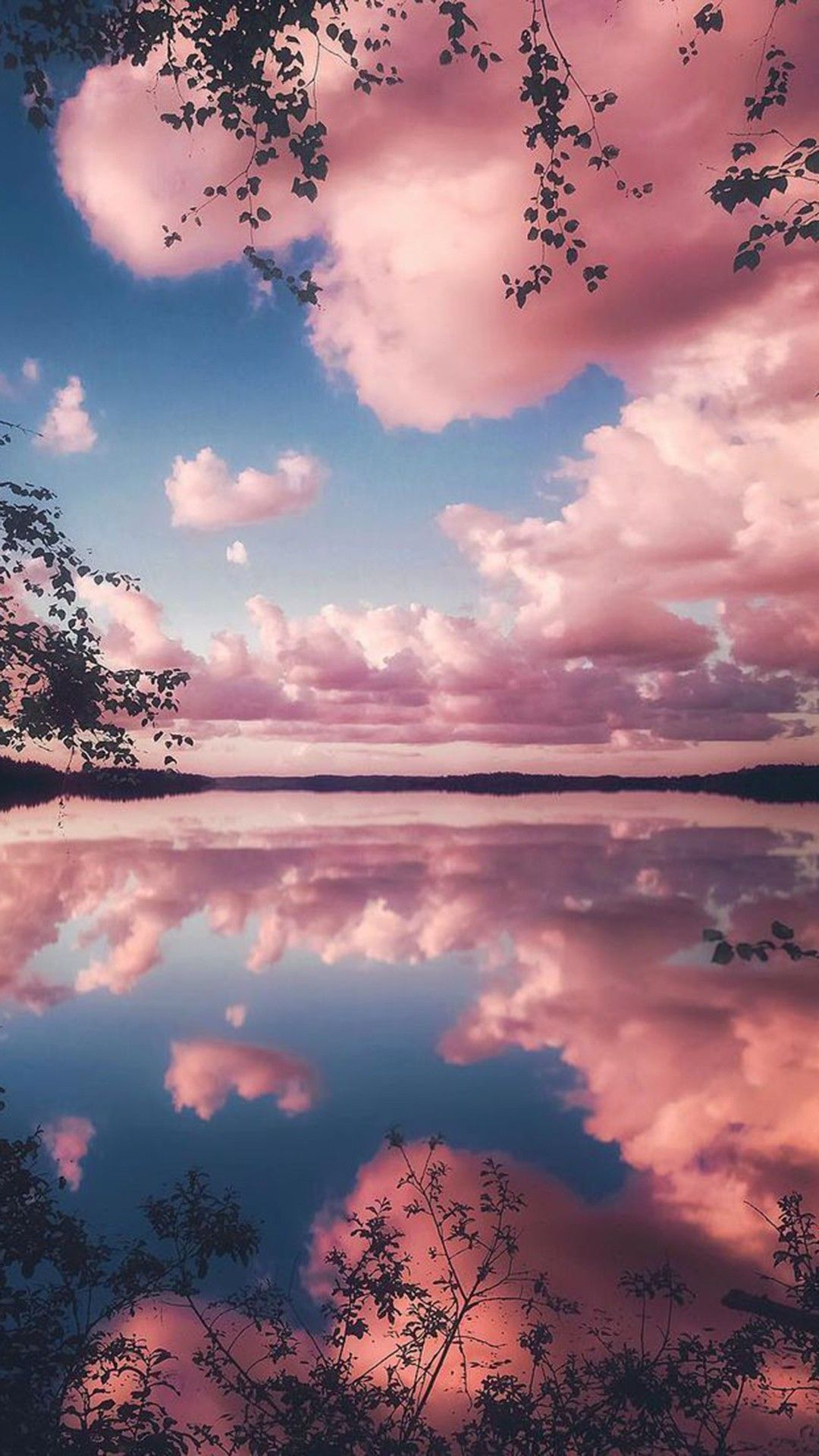 pink clouds wallpaper,sky,nature,natural landscape,cloud,reflection