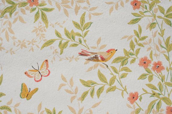 ヴィンテージ鳥壁紙,壁紙,パターン,繊維,ベージュ,花柄