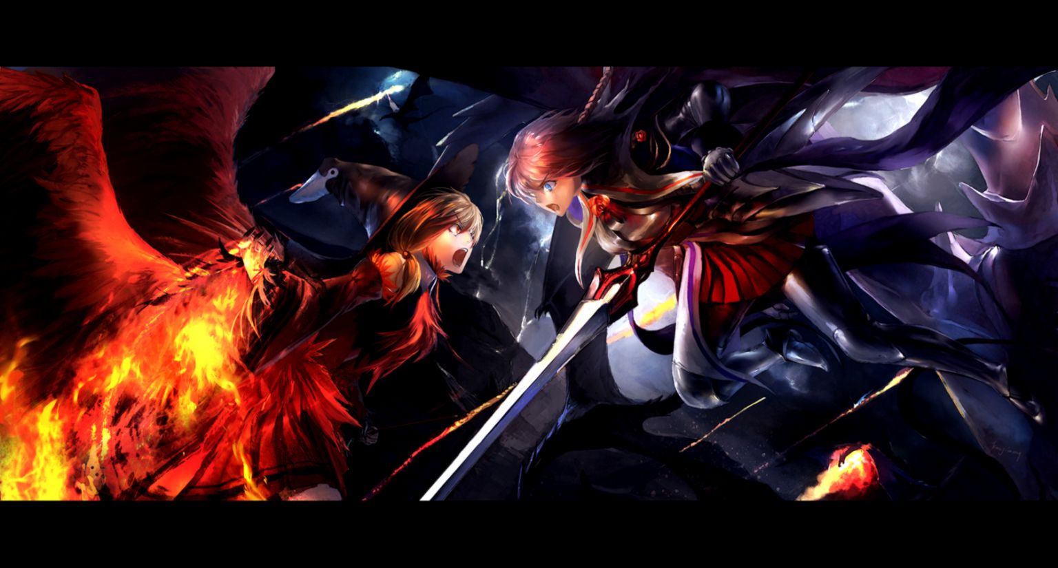epic anime wallpaper,cg artwork,demon,fictional character,darkness,anime