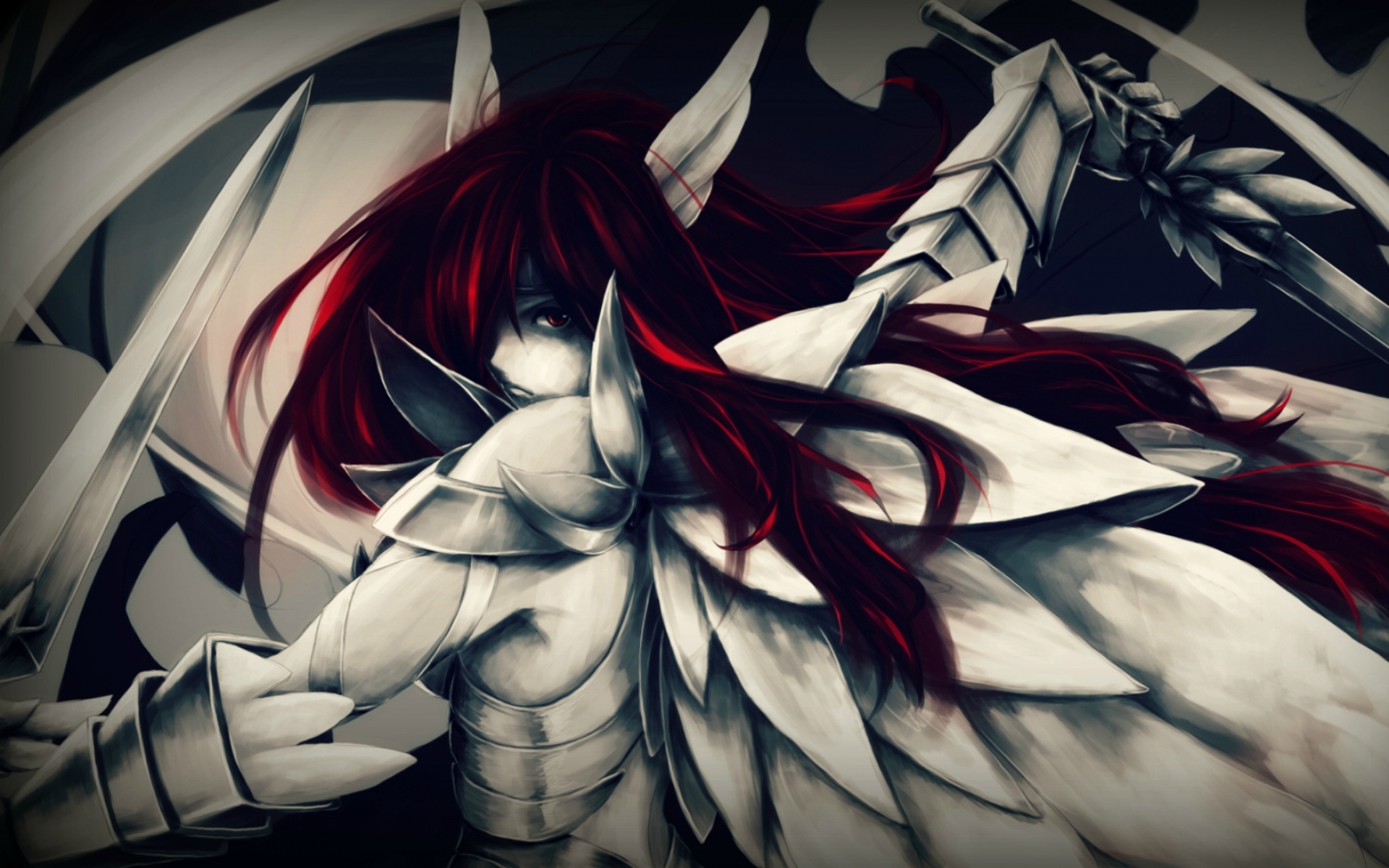 wallpaper anime keren,cg artwork,anime,black and white,monochrome,black hair