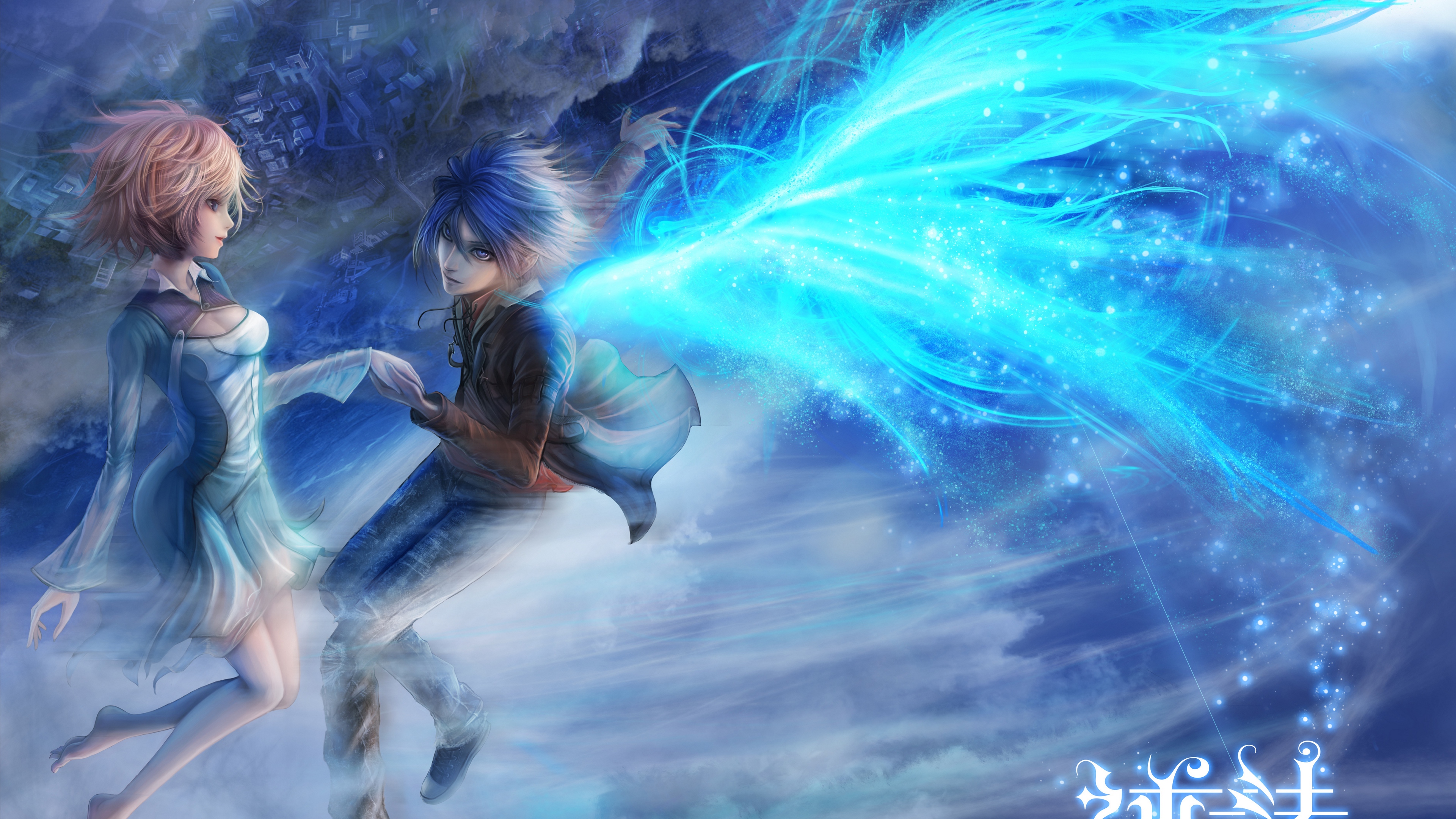 wallpaper anime keren,cg artwork,sky,fictional character,illustration,mythical creature