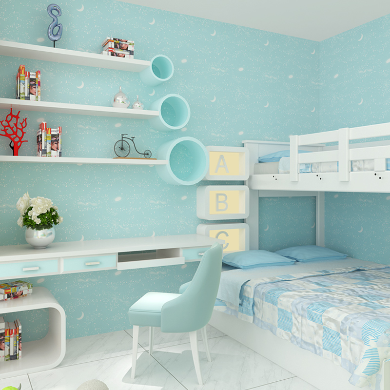 kids bedroom wallpaper,room,blue,furniture,turquoise,wall