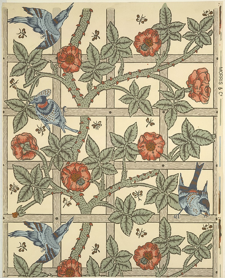 arts and crafts wallpaper,botany,pattern,plant,flower,tile flooring