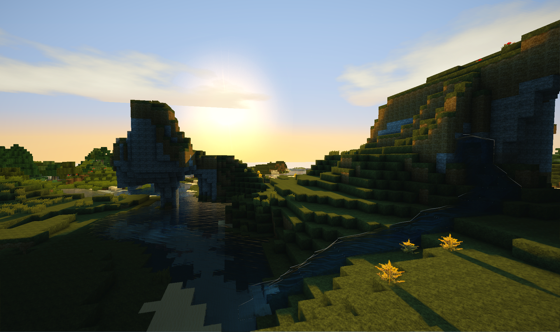 fondo de pantalla de minecraft,cielo,reflexión,árbol,software de videojuegos,captura de pantalla