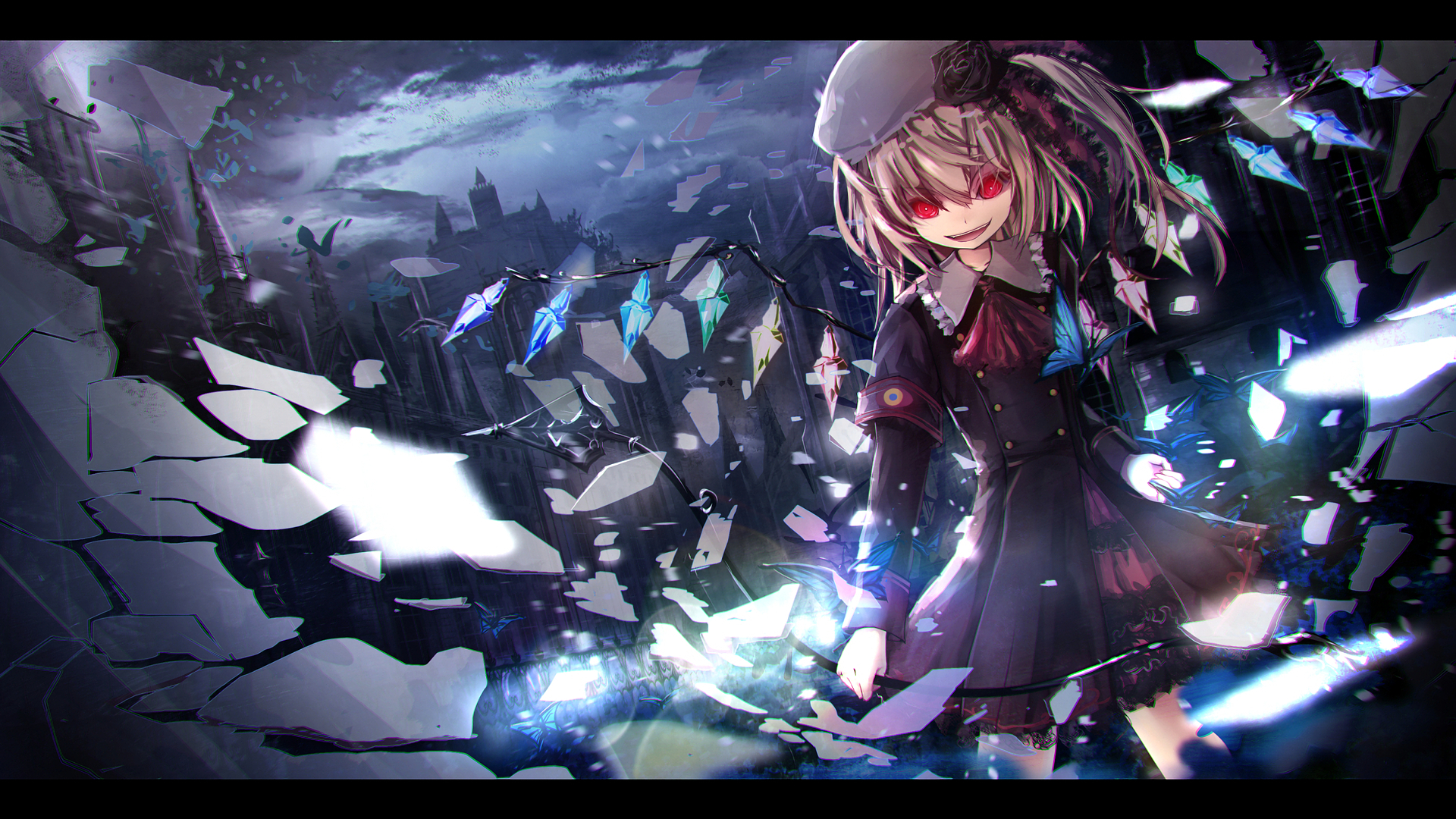 fond d'écran touhou,oeuvre de cg,anime,cheveux noirs,ciel,personnage fictif