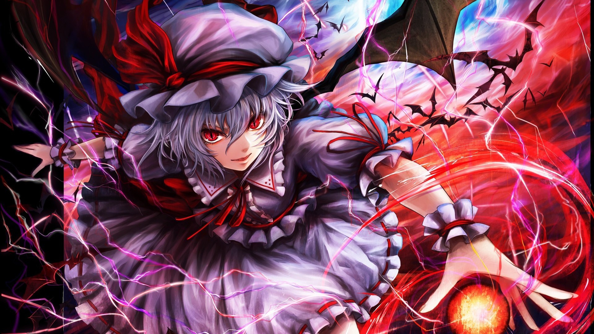 carta da parati touhou,cg artwork,anime,cartone animato,demone,personaggio fittizio