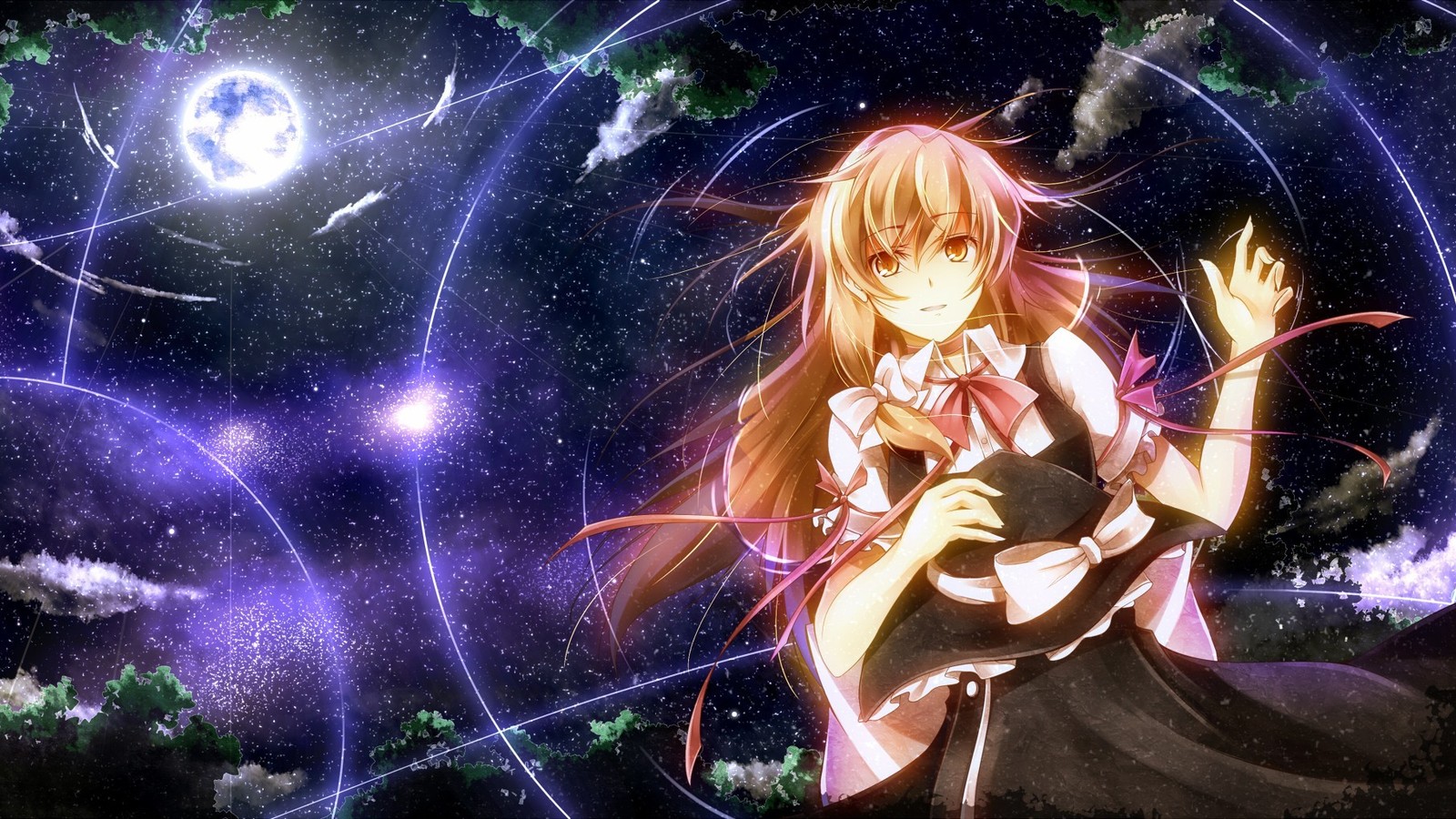 touhou wallpaper,cg artwork,anime,sky,space,fictional character