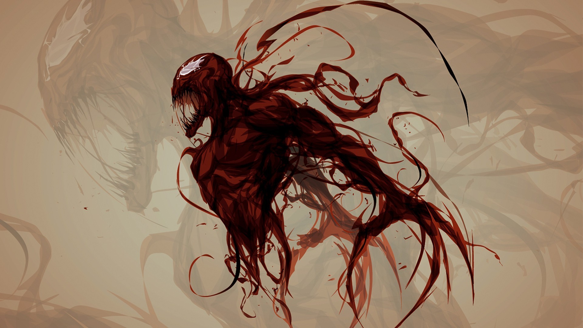 carnage wallpaper,hair,red,cg artwork,illustration,drawing