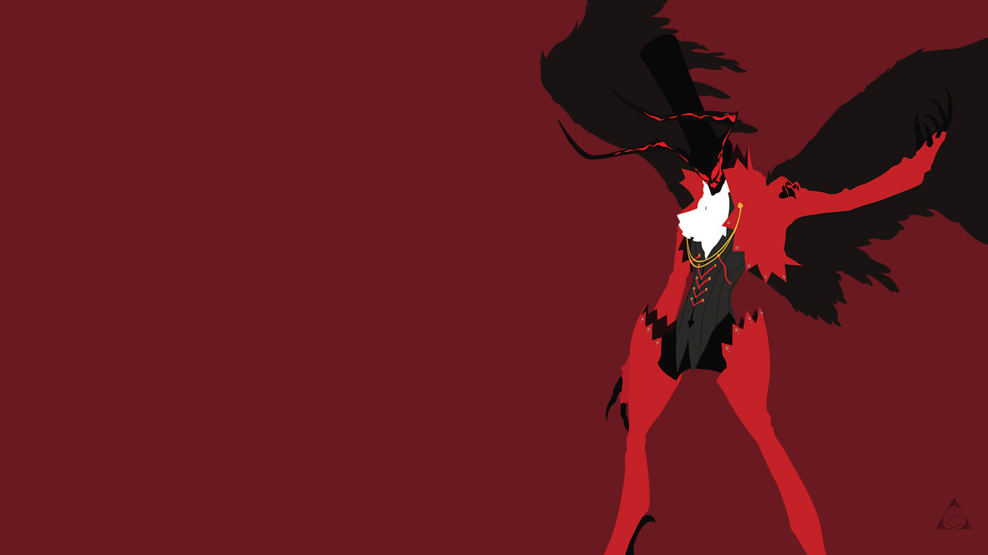 persona 5 iphone wallpaper,red,fictional character,graphic design,wing,illustration