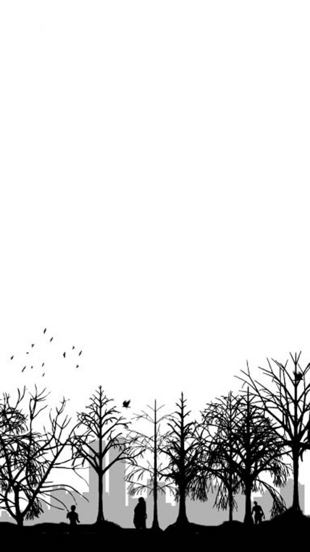 white phone wallpaper,white,tree,sky,black,branch