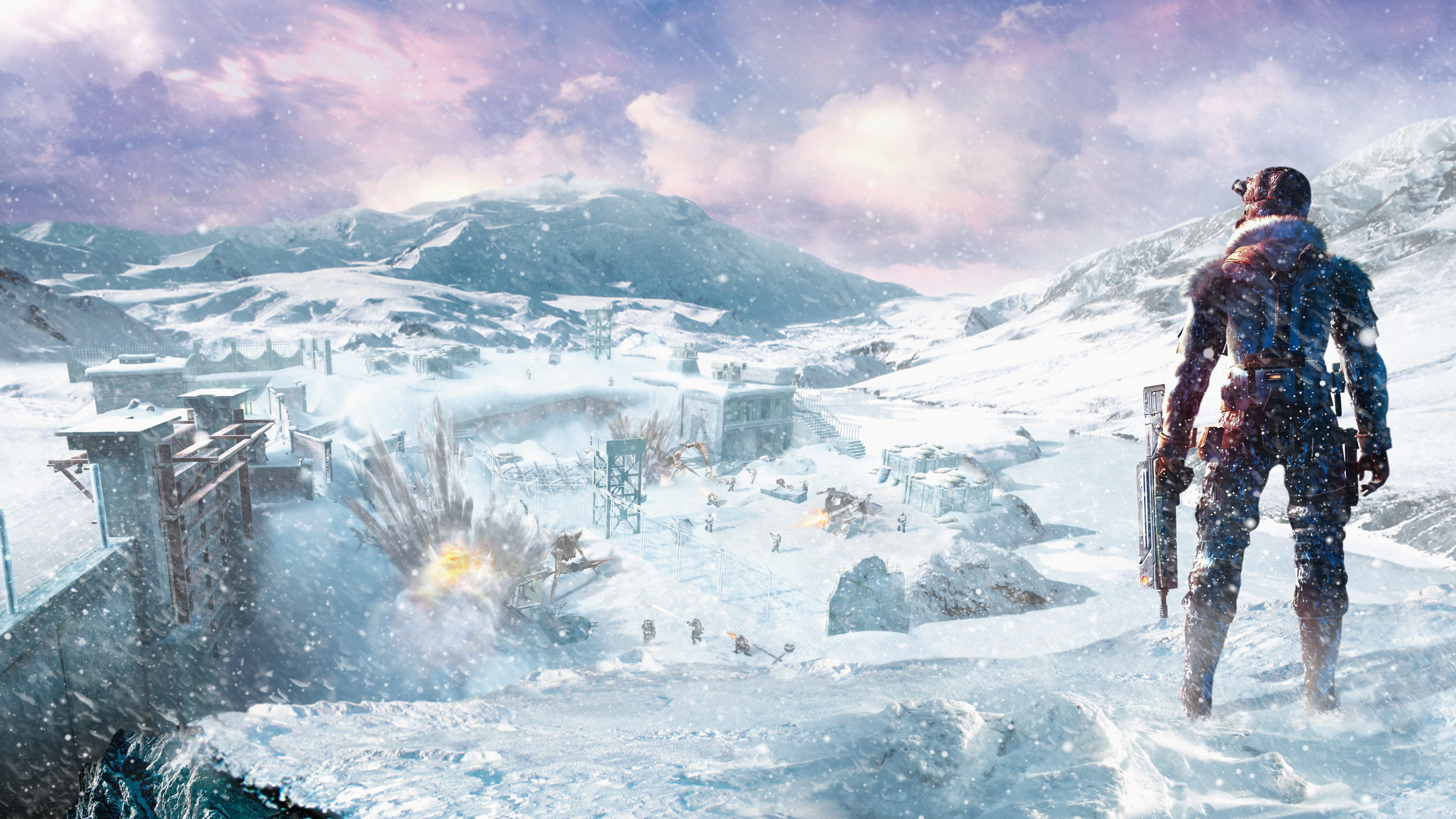 fondo de pantalla 10k,montaña,cordillera,ilustración,ártico,invierno