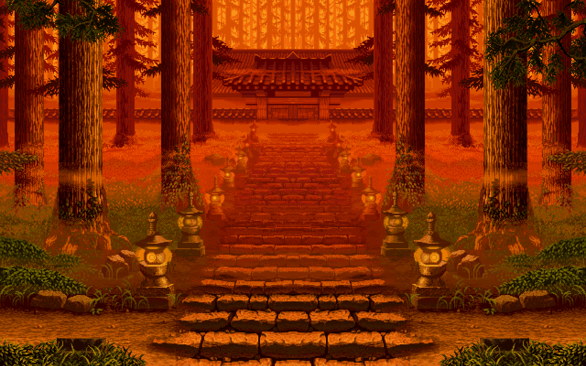 fondo de pantalla de pixel art,naturaleza,paisaje natural,árbol,bosque,mañana
