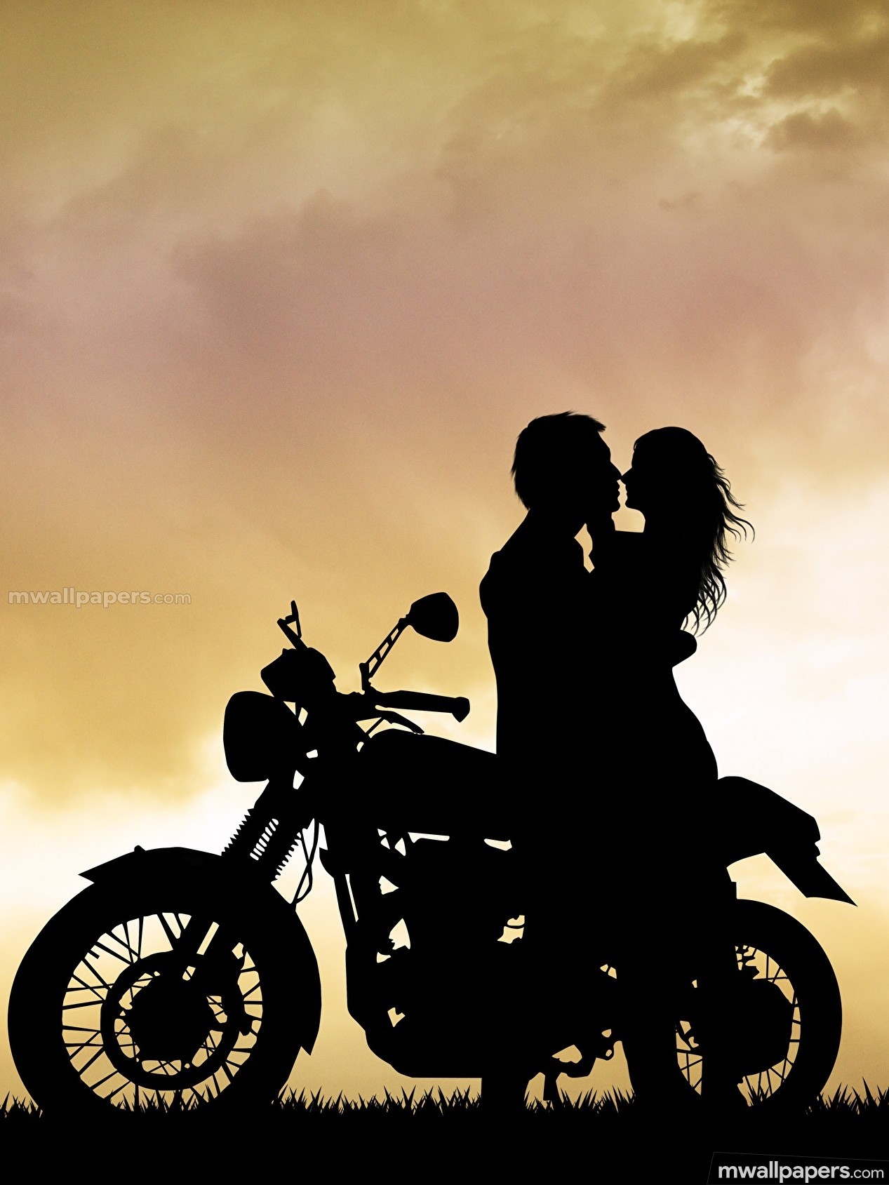 m sfondi amore,veicolo,motociclo,motociclismo,silhouette,cielo